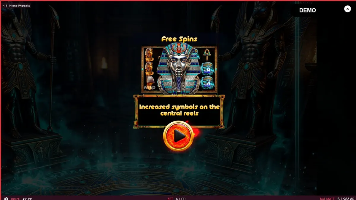 Tampilan visual slot Mystic Pharaoh dengan tema Mesir kuno dan simbol emas