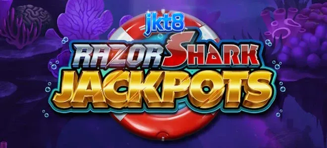Tampilan layar permainan slot Razor Shark Jackpots dengan tema bawah laut